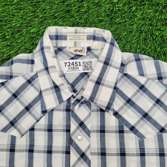 Vintage LEE Snap Button Shirt Large 22x29 Blue - Picture 10 of 14